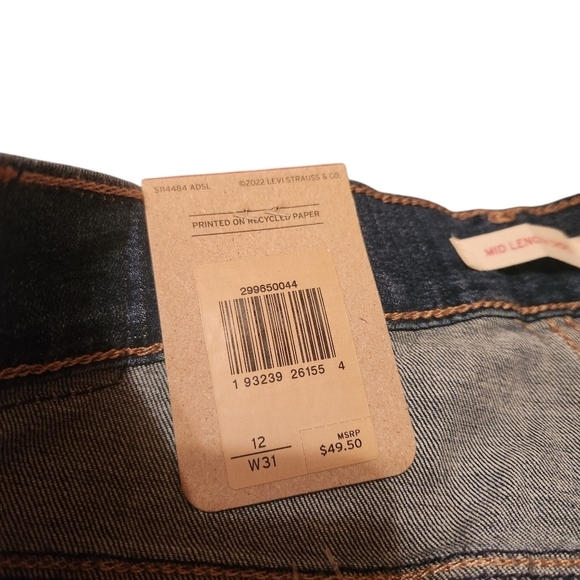 Levi's Mid Length Shorts Blue Jean Shorts Denim Cutoff Distressed Hypersoft - Picture 4 of 15